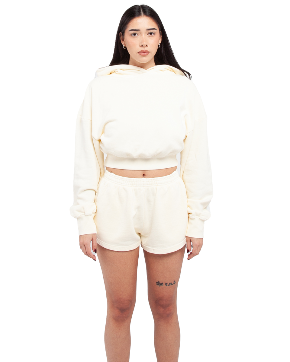 Legends Heavyweight Tees Crop Top Hoodie Cream