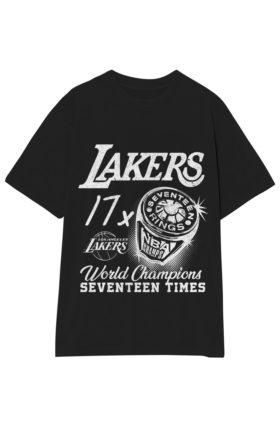 VINTAGE LAKERS 17X CHAMPIONS TEE (White Text)