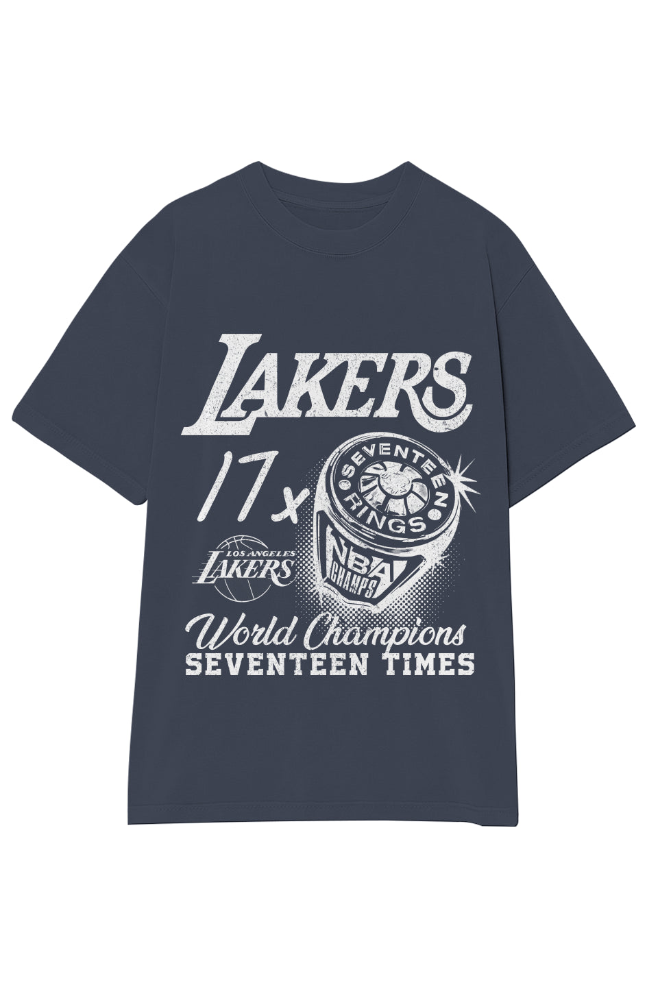 VINTAGE LAKERS 17X CHAMPIONS TEE (White Text)