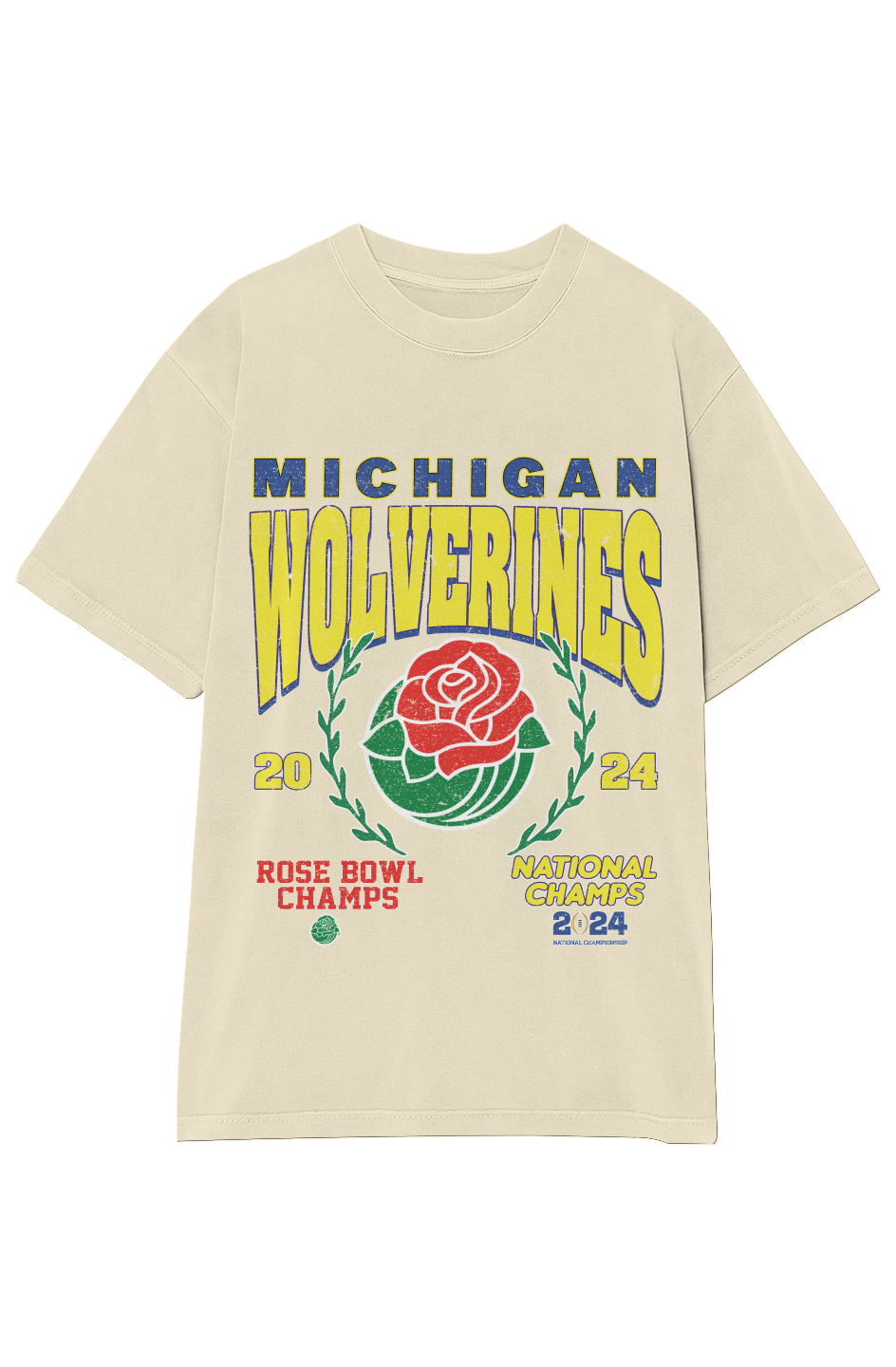 2024 MICHIGAN WOLVERINES ROSE BOWL CHAMPS VINTAGE TEE