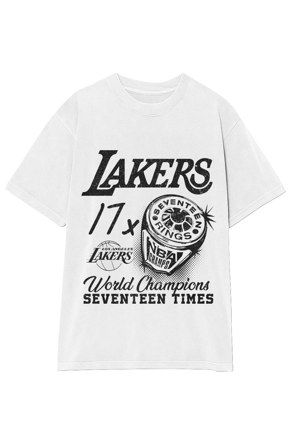 VINTAGE LAKERS 17X CHAMPIONS TEE (Black Text)