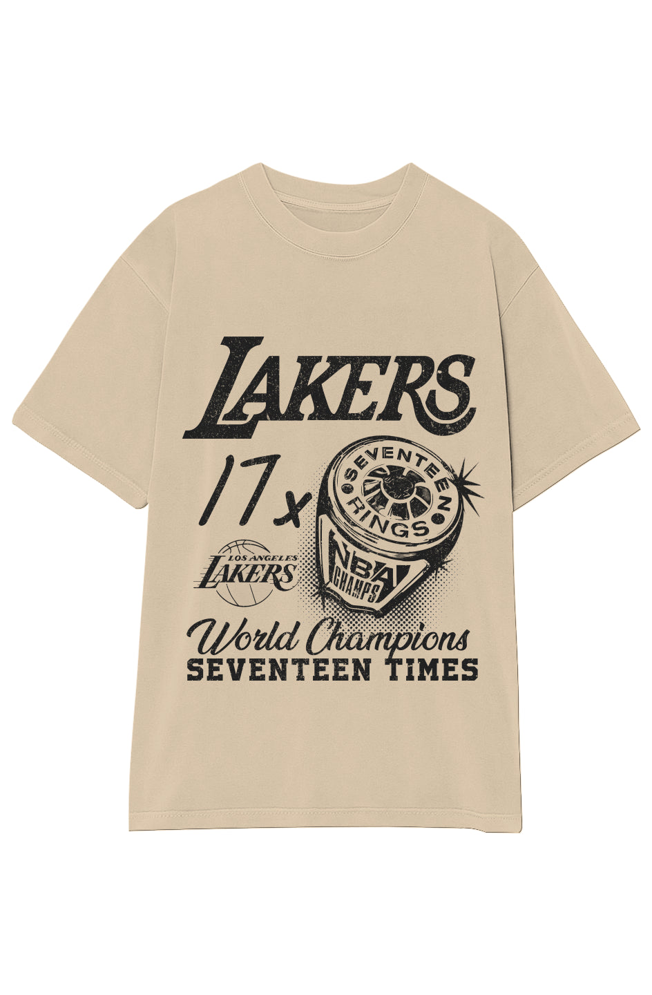 VINTAGE LAKERS 17X CHAMPIONS TEE (Black Text)
