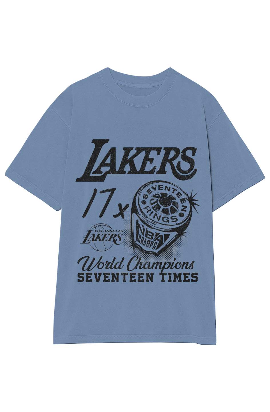 VINTAGE LAKERS 17X CHAMPIONS TEE (Black Text)