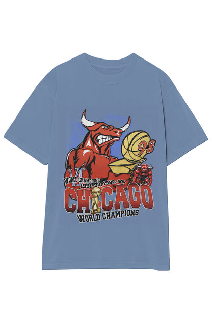 CHICAGO BULLS 6-TIME CHAMPIONS VINTAGE TEE