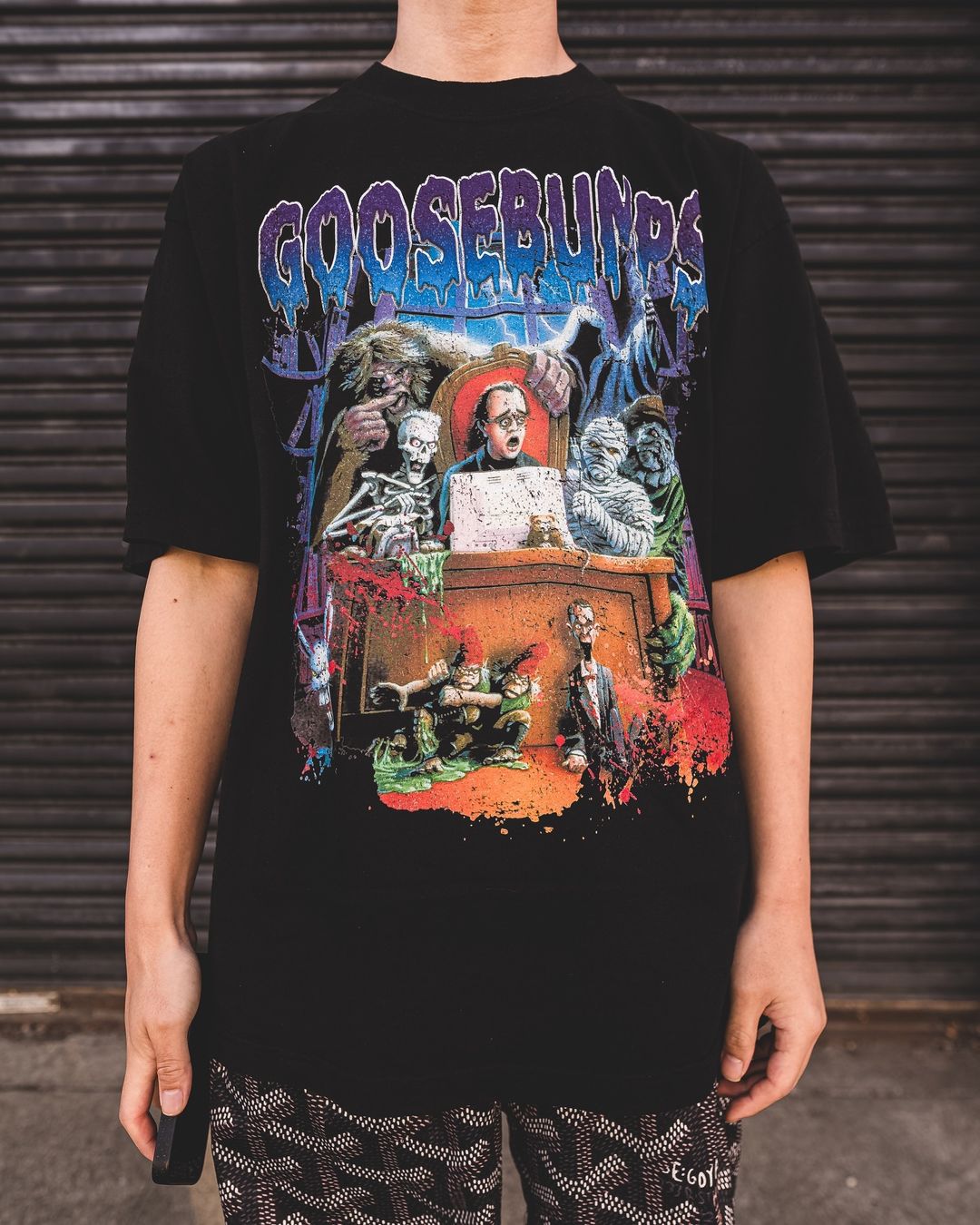 Vintage Goosebumps Box Logo Halloween Horror 90s TV Show Tee FOTL - outlet L