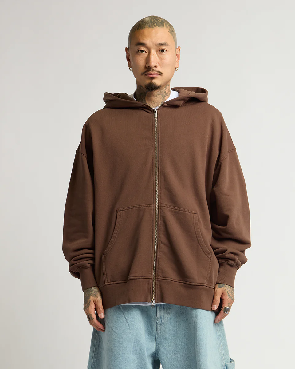 HEAVYWEIGHT DOUBLE ZIP HOODIE (Vintage Espresso)