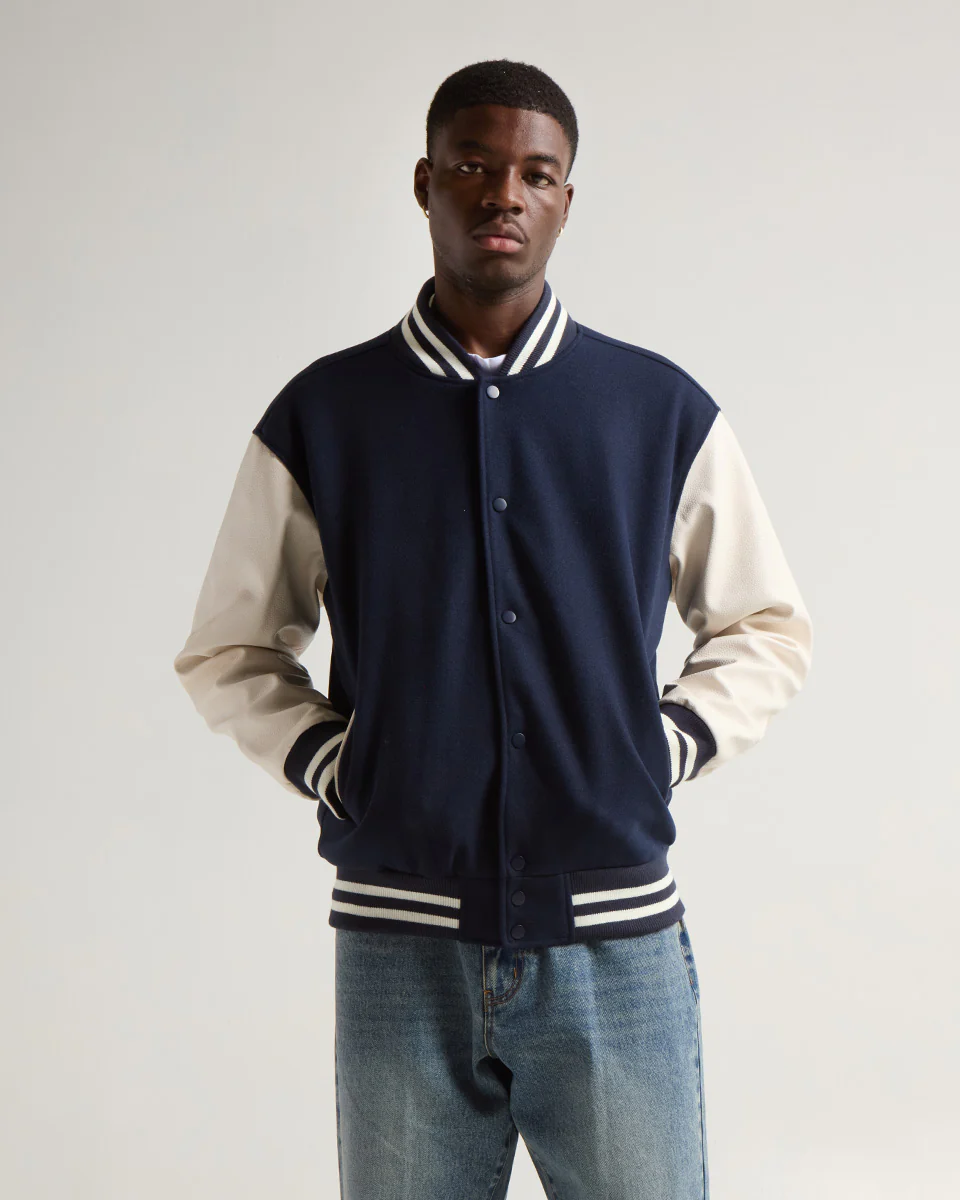 Seinfeld Varsity Bomber Jacket with Leather Sleeves