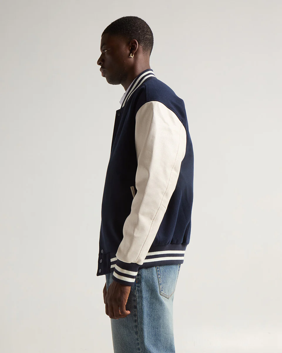 VARSITY LETTERMAN JACKET (Midnight x White)