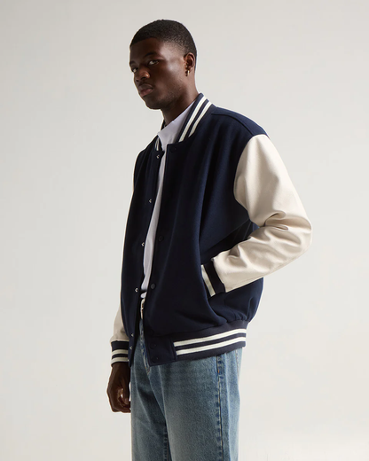 VARSITY LETTERMAN JACKET (Midnight x White)