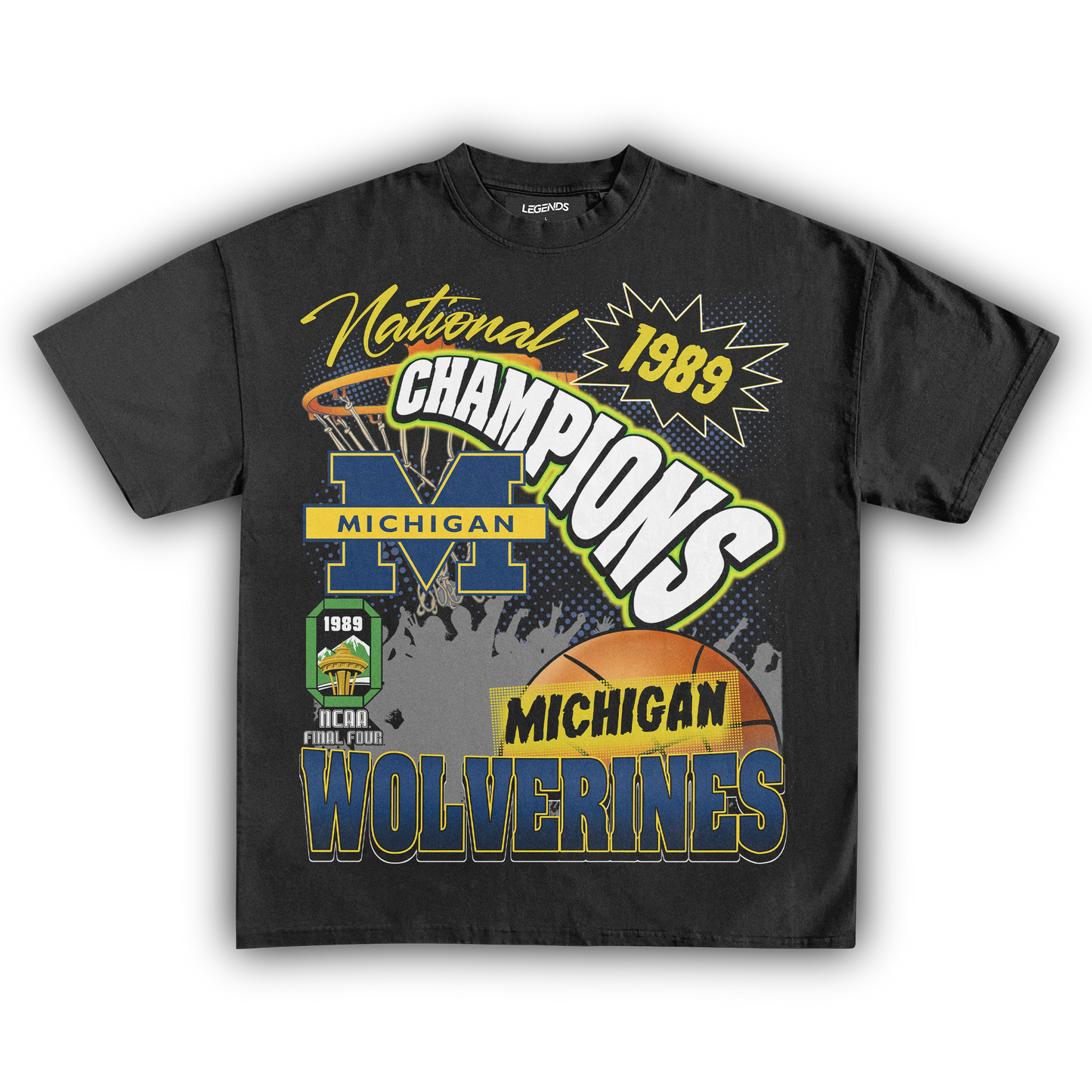 WOLVERINES VINTAGE 1989 BASKETBALL NATIONAL CHAMPIONS TEE