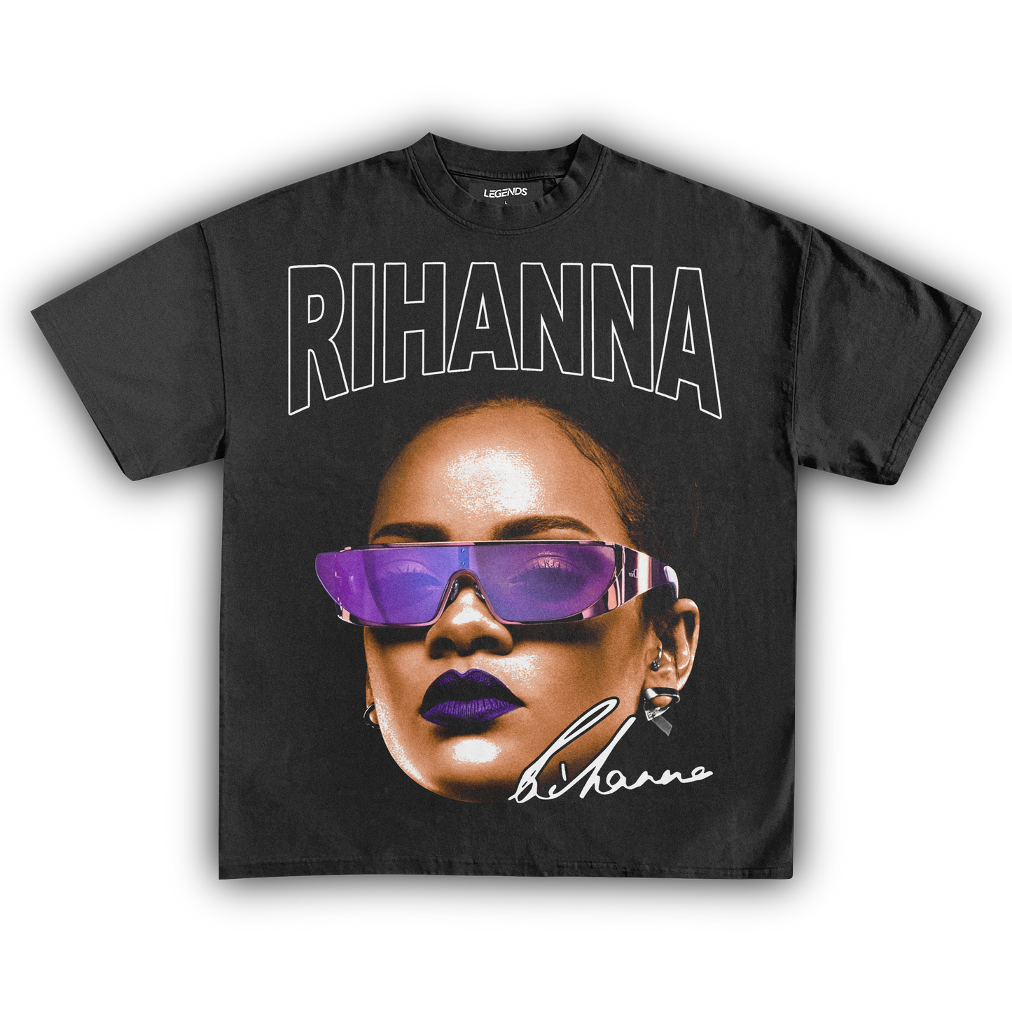 RIHANNA BIG FACE TEE (Black Text)