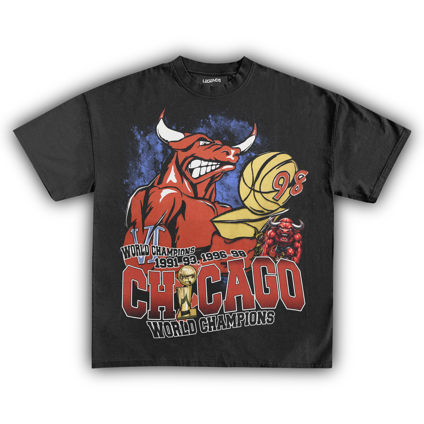 CHICAGO BULLS 6-TIME CHAMPIONS VINTAGE TEE