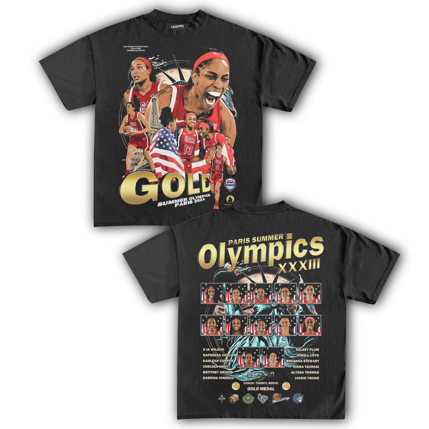 USA WOMEN'S BASKETBALL 1ST PLACE 2024 TEE