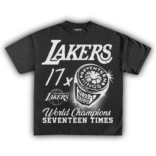 VINTAGE LAKERS 17X CHAMPIONS TEE (White Text)