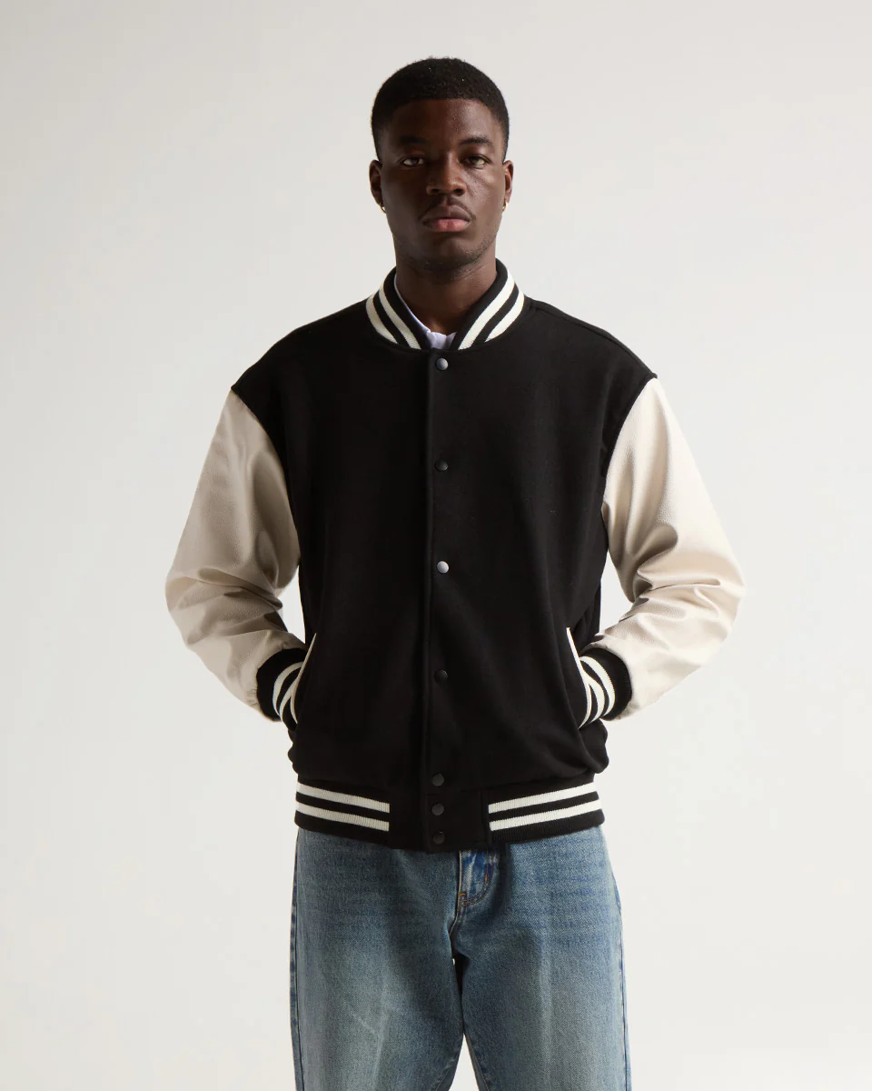 VARSITY LETTERMAN JACKET (Onyx x White)