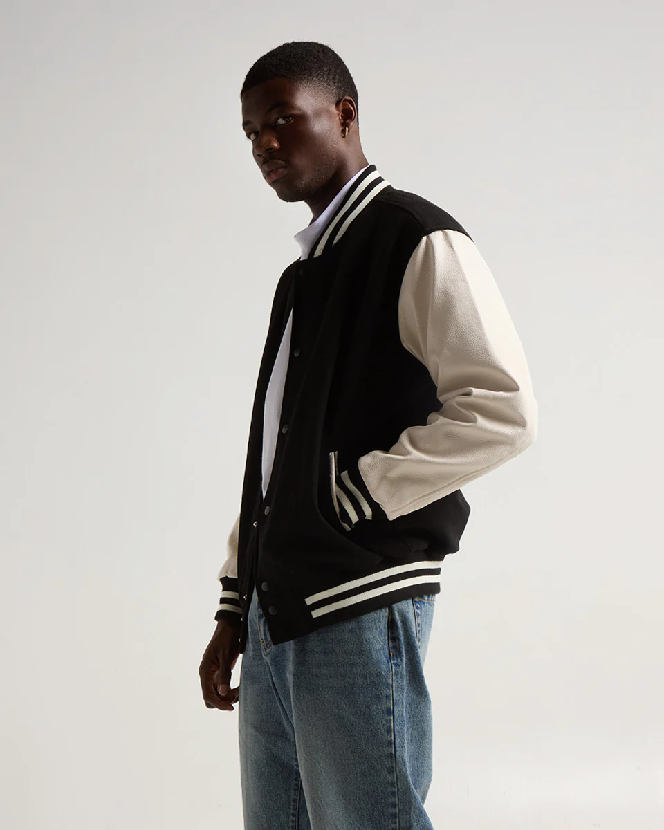 VARSITY LETTERMAN JACKET (Onyx x White)