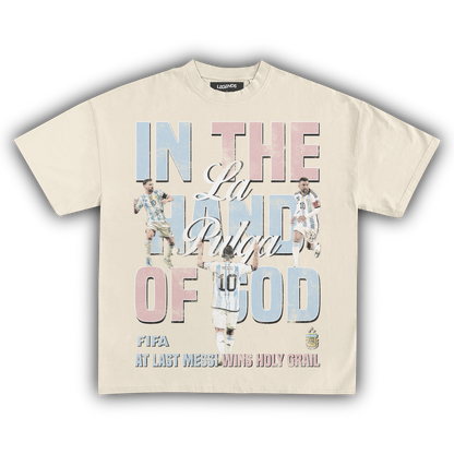 IN THE HAND OF GOD LIONEL MESSI VINTAGE TEE