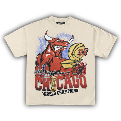 CHICAGO BULLS 6-TIME CHAMPIONS VINTAGE TEE