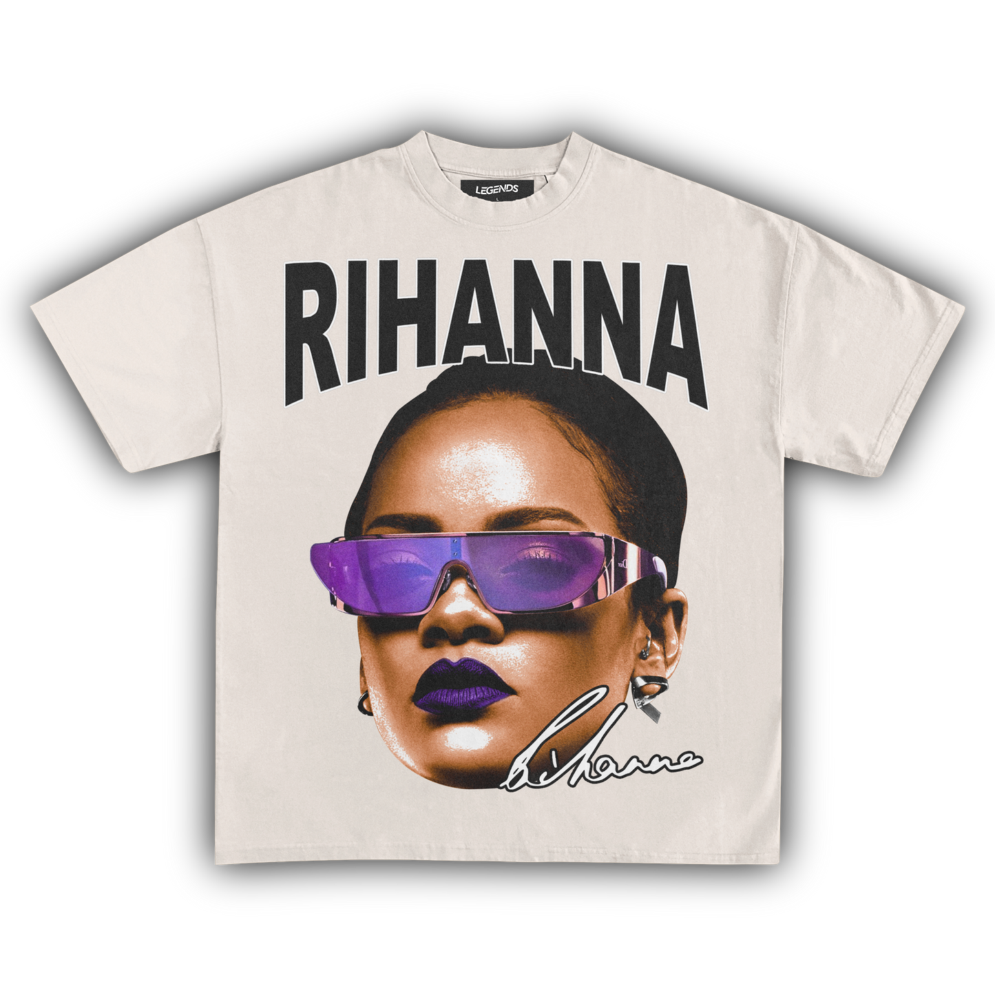 RIHANNA BIG FACE TEE (Black Text)