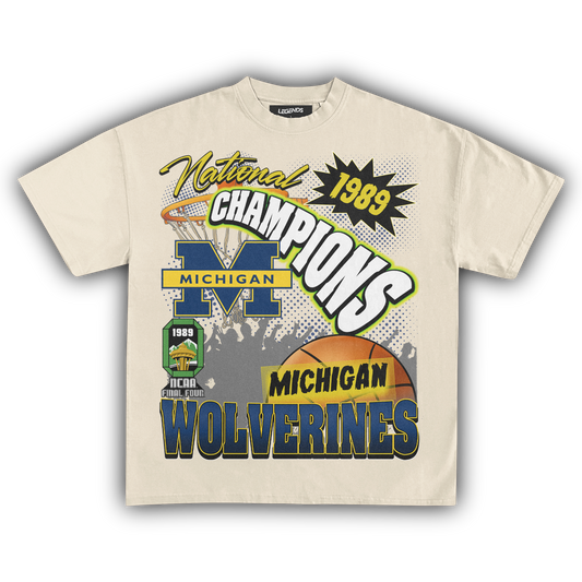 WOLVERINES VINTAGE 1989 BASKETBALL NATIONAL CHAMPIONS TEE