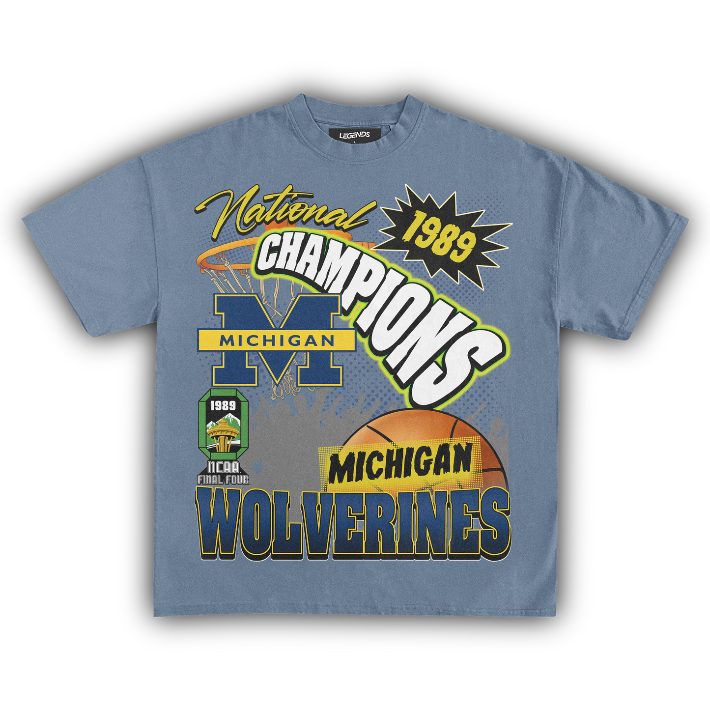 WOLVERINES VINTAGE 1989 BASKETBALL NATIONAL CHAMPIONS TEE