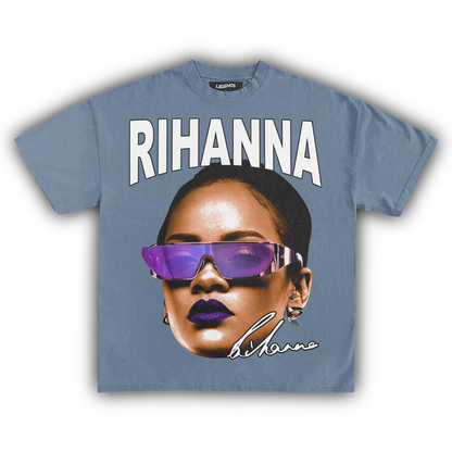 RIHANNA BIG FACE TEE (White Text)