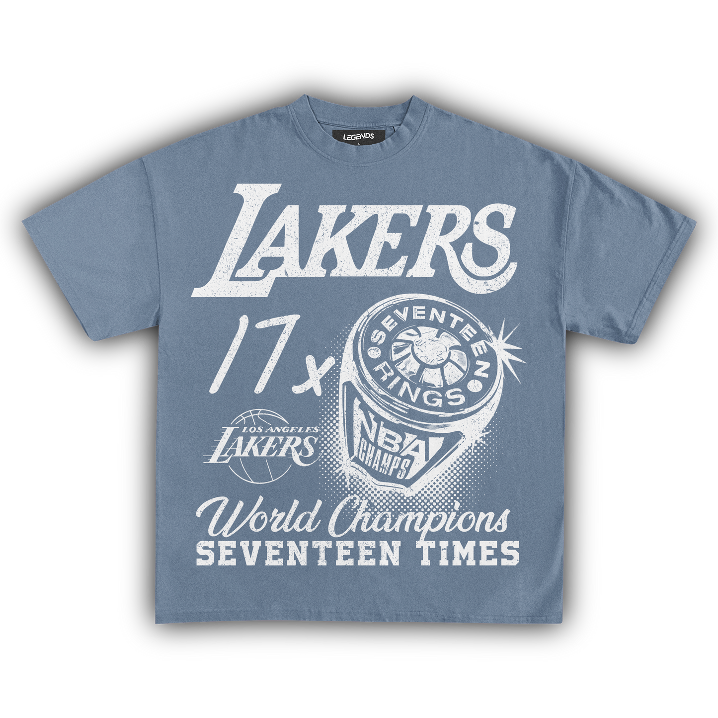 VINTAGE LAKERS 17X CHAMPIONS TEE (White Text)