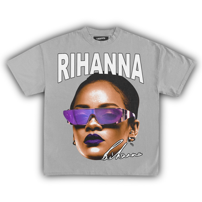 RIHANNA BIG FACE TEE (White Text)