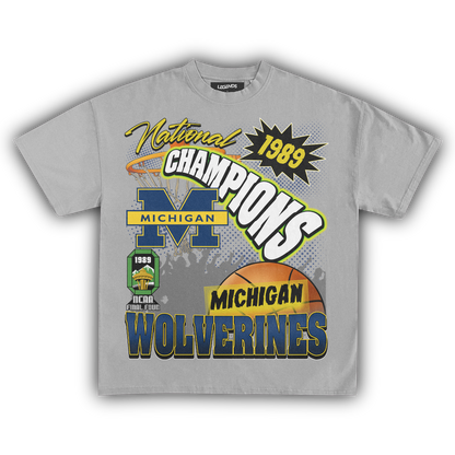 WOLVERINES VINTAGE 1989 BASKETBALL NATIONAL CHAMPIONS TEE