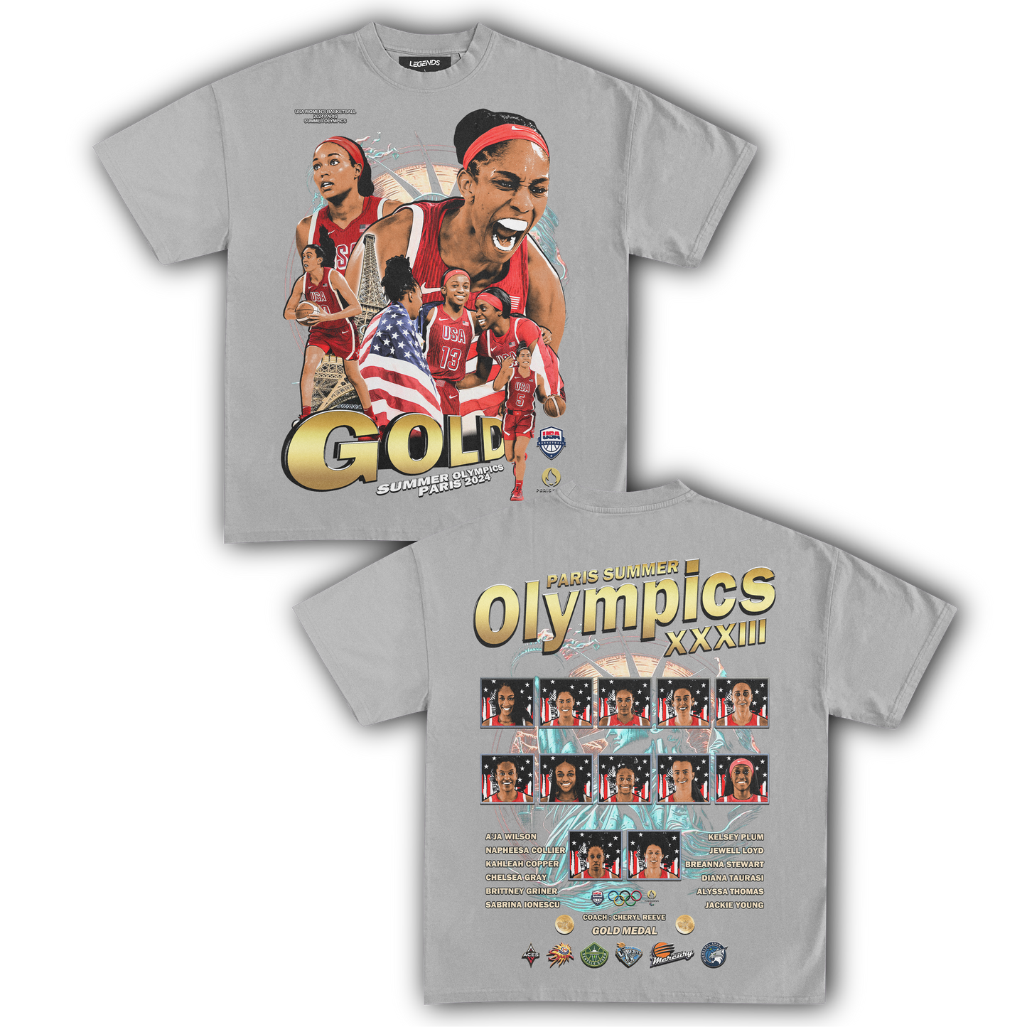 USA WOMEN'S BASKETBALL 1ST PLACE 2024 TEE