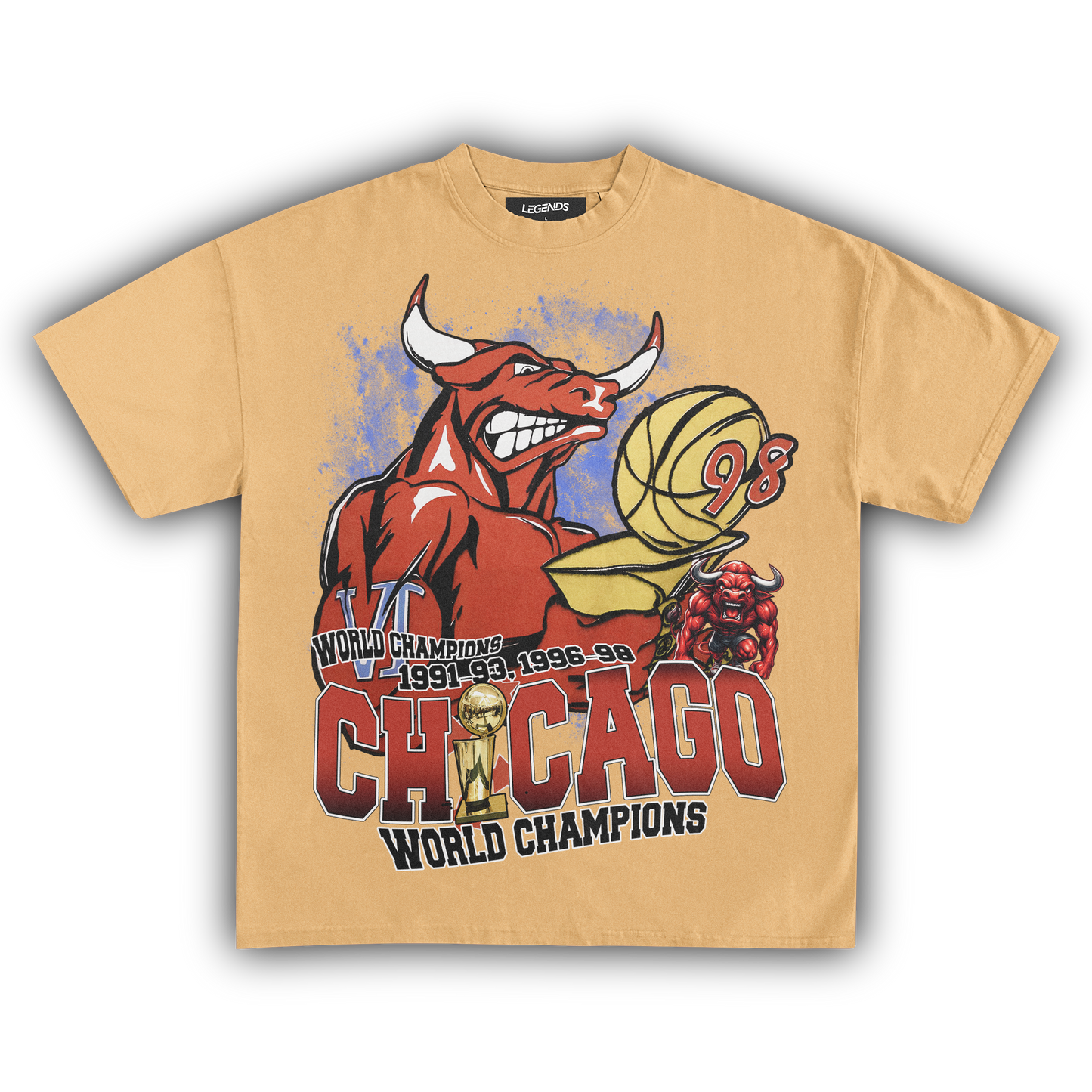 CHICAGO BULLS 6-TIME CHAMPIONS VINTAGE TEE