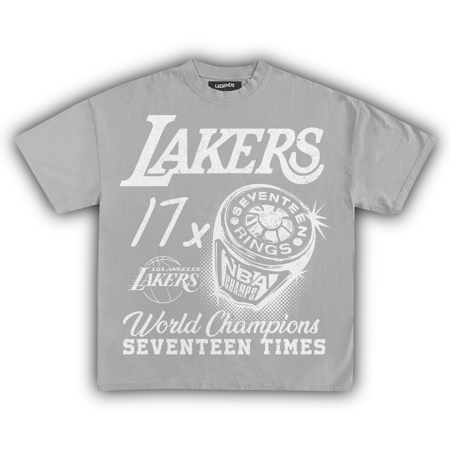 VINTAGE LAKERS 17X CHAMPIONS TEE (White Text)