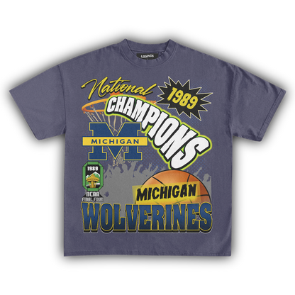 WOLVERINES VINTAGE 1989 BASKETBALL NATIONAL CHAMPIONS TEE