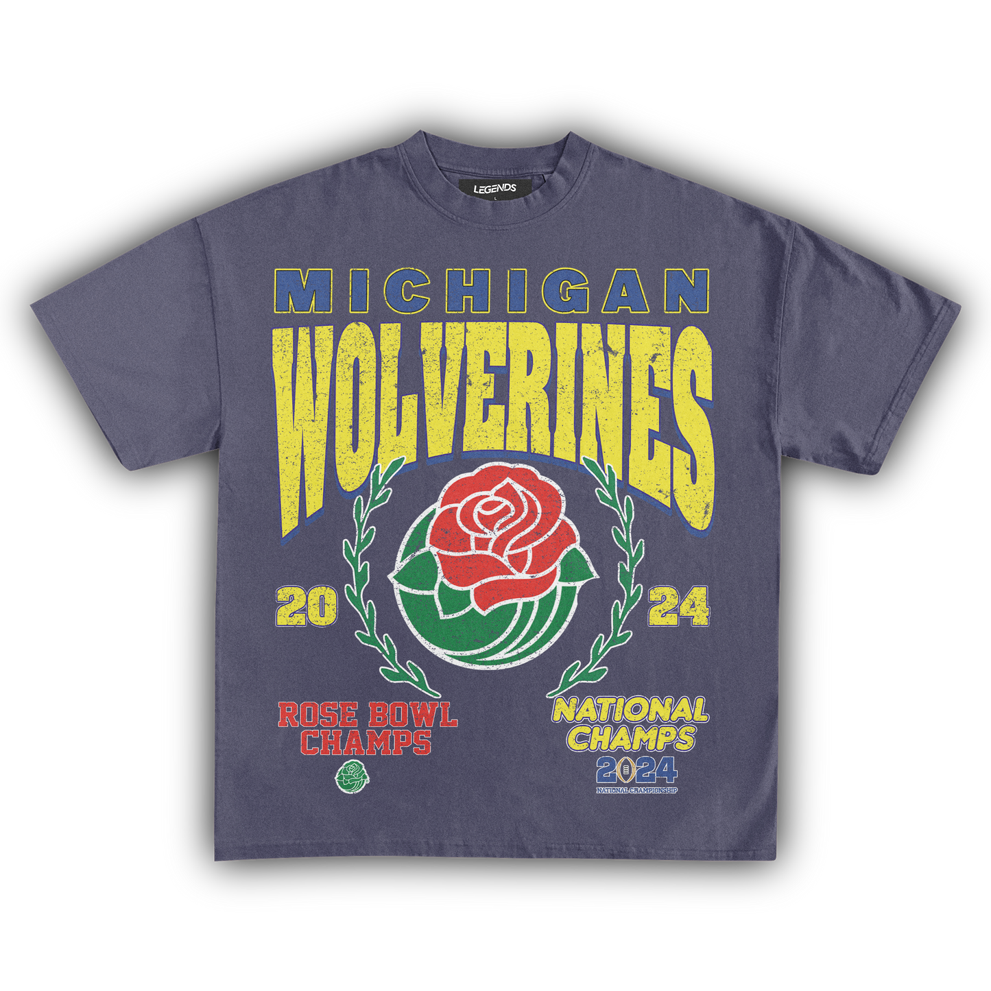 2024 MICHIGAN WOLVERINES ROSE BOWL CHAMPS VINTAGE TEE