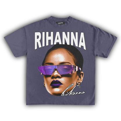 RIHANNA BIG FACE TEE (White Text)