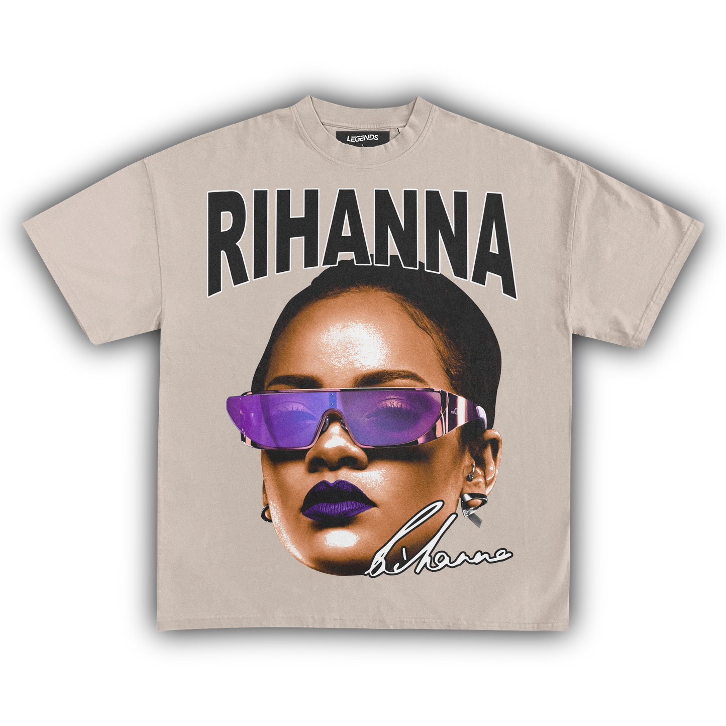 RIHANNA BIG FACE TEE (Black Text)