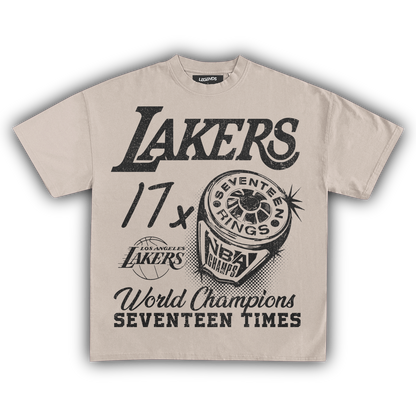 VINTAGE LAKERS 17X CHAMPIONS TEE (Black Text)