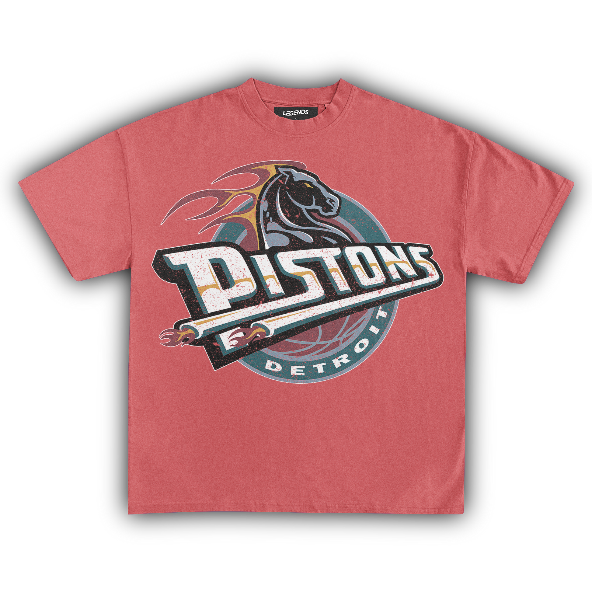 Detroit Pistons Retro Tee Basketball Vintage Heavyweight T Shirt Legends Heavyweight Tees