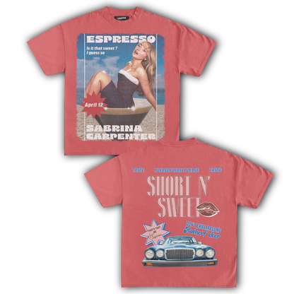 SABRINA CARPENTER SHORT N' SWEET ESPRESSO TEE (Double Sided)