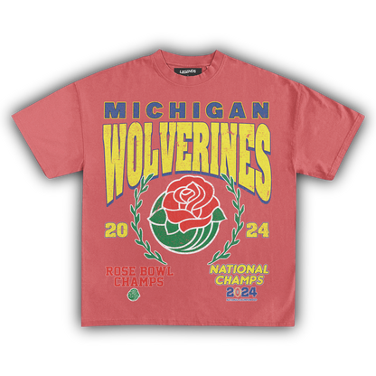 2024 MICHIGAN WOLVERINES ROSE BOWL CHAMPS VINTAGE TEE