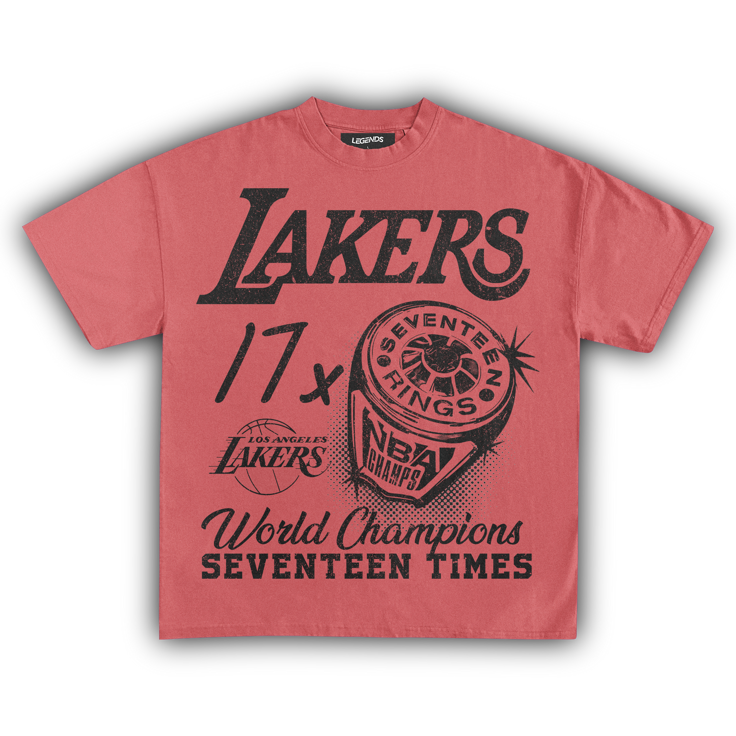 VINTAGE LAKERS 17X CHAMPIONS TEE (Black Text)