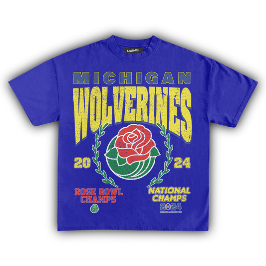 2024 MICHIGAN WOLVERINES ROSE BOWL CHAMPS VINTAGE TEE