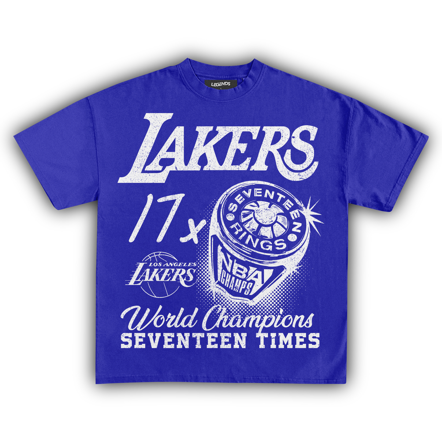 VINTAGE LAKERS 17X CHAMPIONS TEE (White Text)