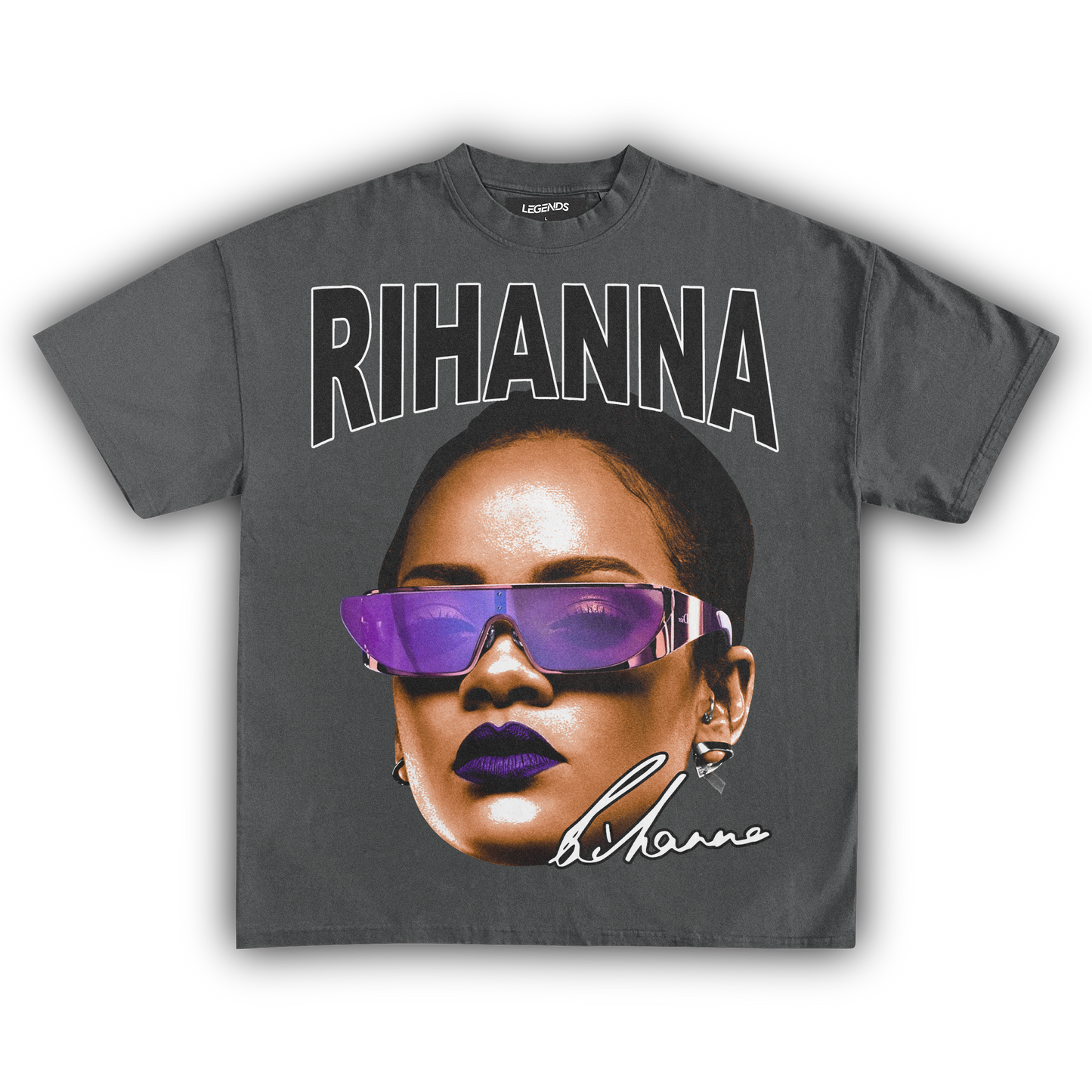 RIHANNA BIG FACE TEE (Black Text)