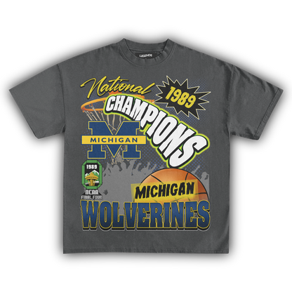 WOLVERINES VINTAGE 1989 BASKETBALL NATIONAL CHAMPIONS TEE