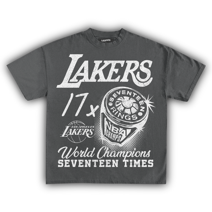 VINTAGE LAKERS 17X CHAMPIONS TEE (White Text)