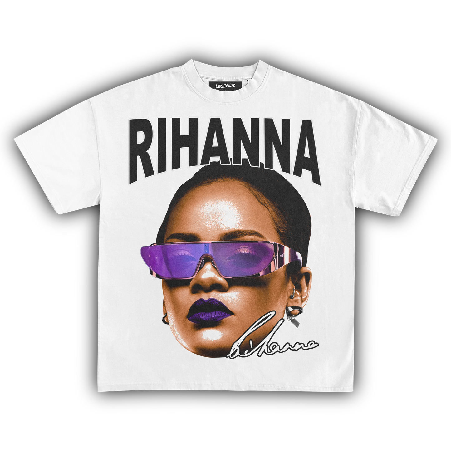 RIHANNA BIG FACE TEE (Black Text)