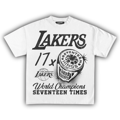 VINTAGE LAKERS 17X CHAMPIONS TEE (Black Text)