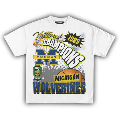 WOLVERINES VINTAGE 1989 BASKETBALL NATIONAL CHAMPIONS TEE