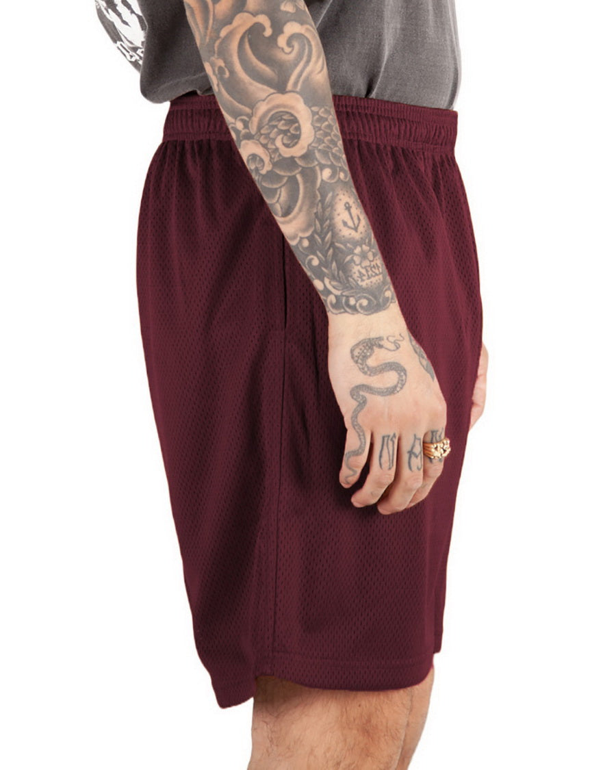 MESH TRACK SHORTS - MAROON